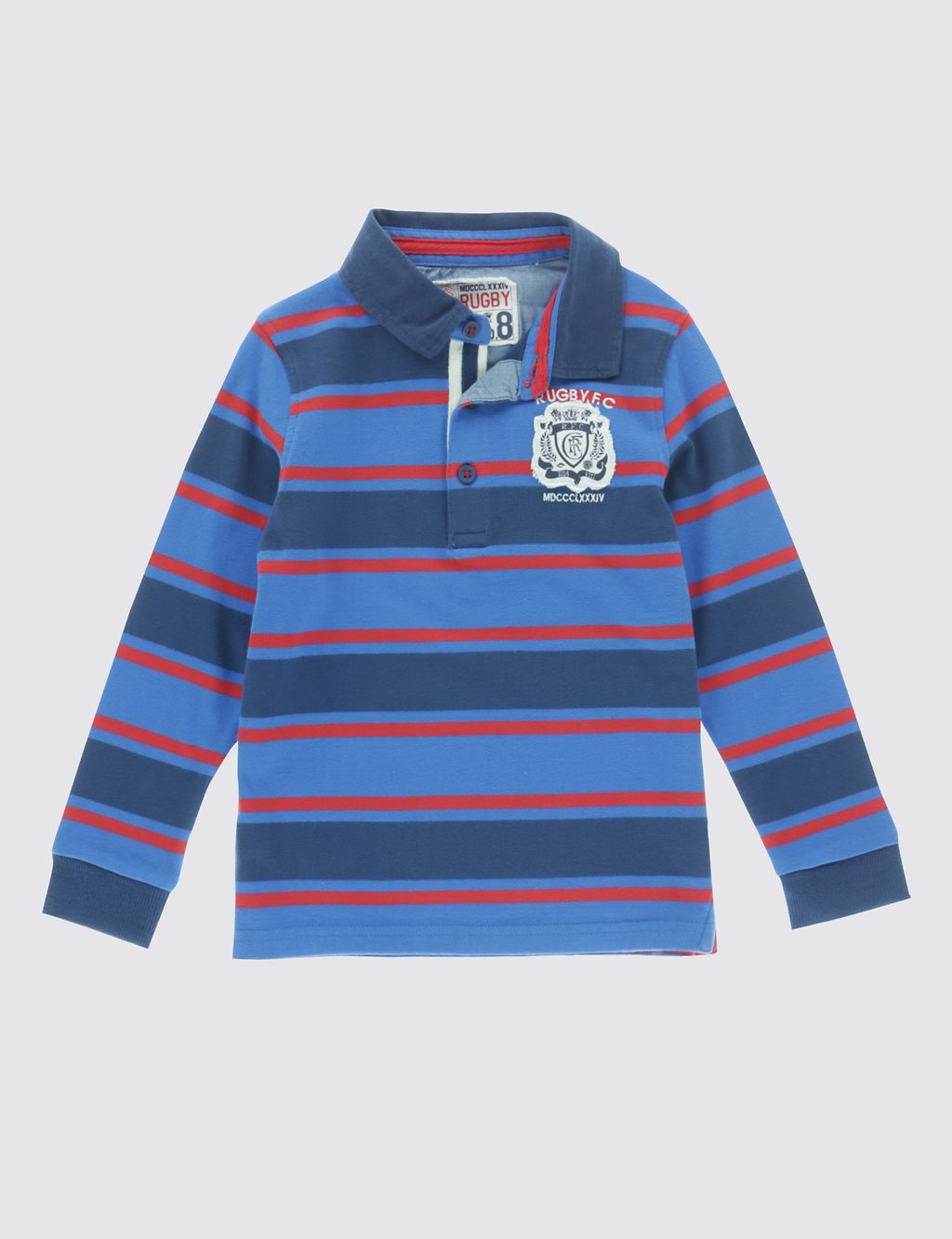 Pure Cotton Striped Rugby Top (1-7 Years) 1 of 3