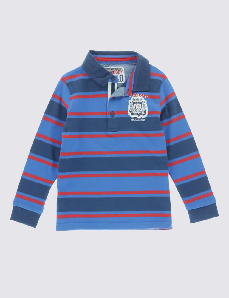 Pure Cotton Striped Rugby Top (1-7 Years) 2 of 3