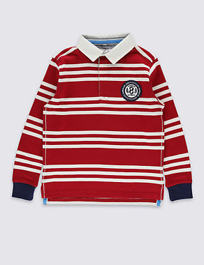 Pure Cotton Striped Rugby Top (3-14 Years) Image 2 of 4