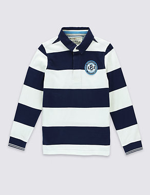 Pure Cotton Striped Rugby Top (3-14 Years) Image 2 of 4
