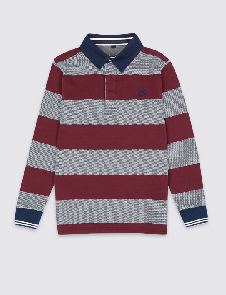 Pure Cotton Striped Rugby Top (3-16 Years) 2 of 5