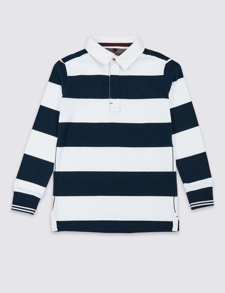 Pure Cotton Striped Rugby Top (3-16 Years) 2 of 4