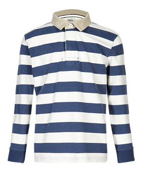 Pure Cotton Striped Rugby Top (5-14 Years) Image 2 of 3