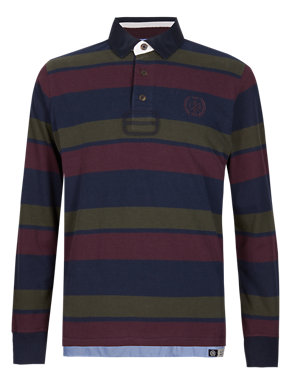 Pure Cotton Striped Rugby Top Image 2 of 3