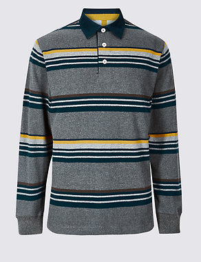 Pure Cotton Striped Rugby Top Image 2 of 6
