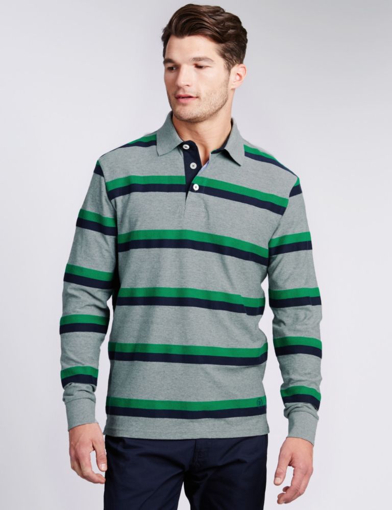 Pure Cotton Striped Rugby Top 1 of 5