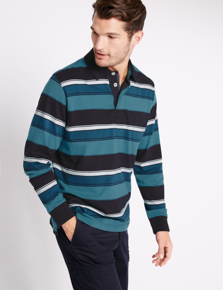 Pure Cotton Striped Rugby Top 1 of 4