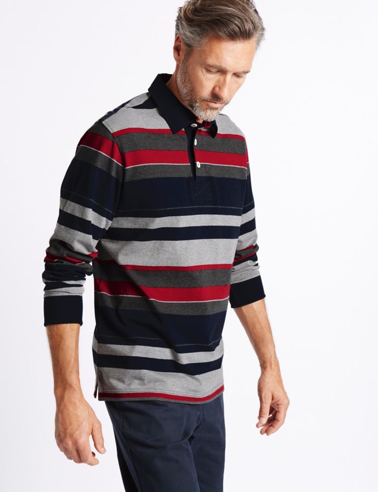 Pure Cotton Striped Rugby Top 1 of 3