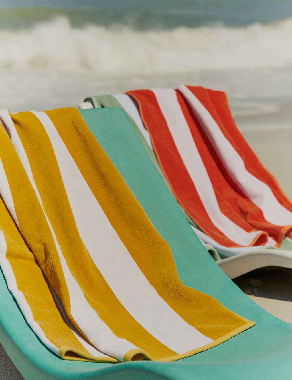 Pure Cotton Striped Sand Resistant Beach Towel M&S Collection M&S