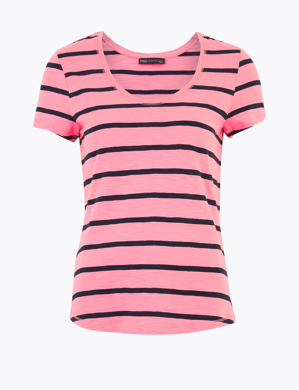 Pure Cotton Striped Scoop Neck T-Shirt | M&S Collection | M&S