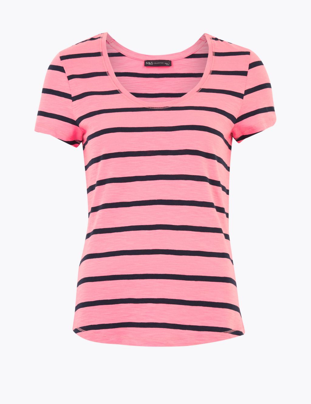 Pure Cotton Striped Scoop Neck T-Shirt 1 of 4