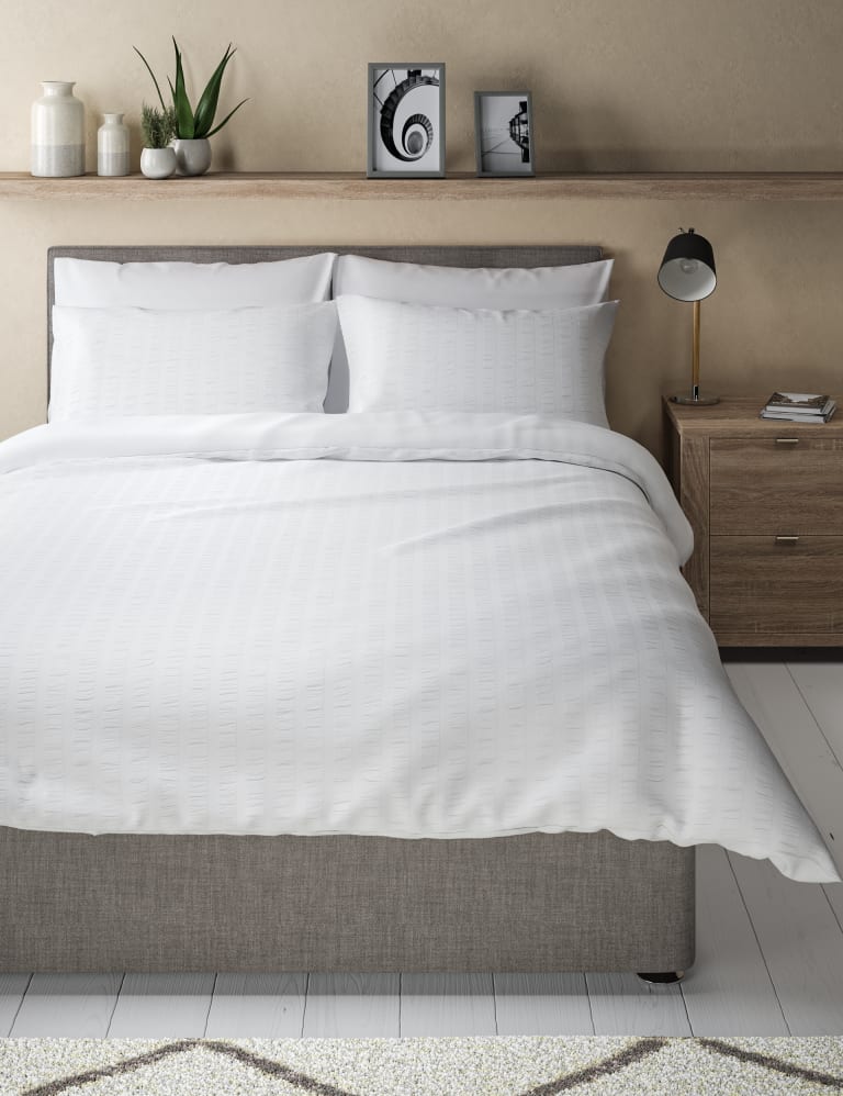 Pure Cotton Striped Seersucker Bedding Set, M&S Collection