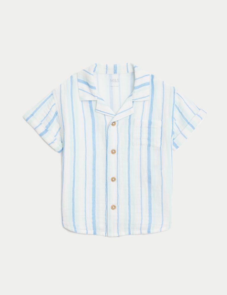 Pure Cotton Striped Shirt (0-3Yrs) 2 of 5