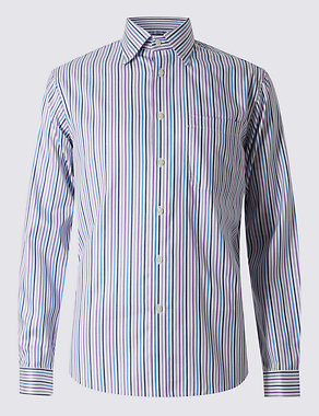Pure Cotton Striped Shirt with Pocket Image 2 of 4