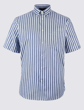 Pure Cotton Striped Shirt with Pocket Image 2 of 4