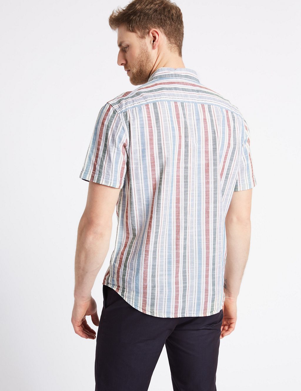 Pure Cotton Striped Shirt with Pocket 4 of 5