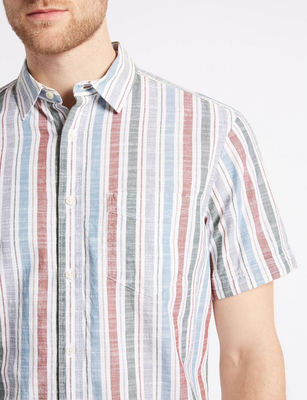 Pure Cotton Striped Shirt with Pocket 5 of 5