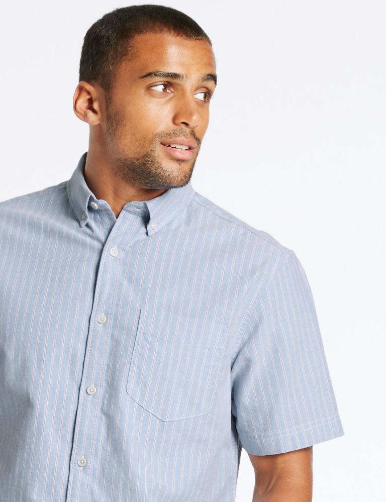 Pure Cotton Striped Shirt with Pocket 4 of 4