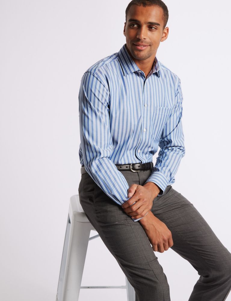 Pure Cotton Striped Shirt with Pocket 3 of 6