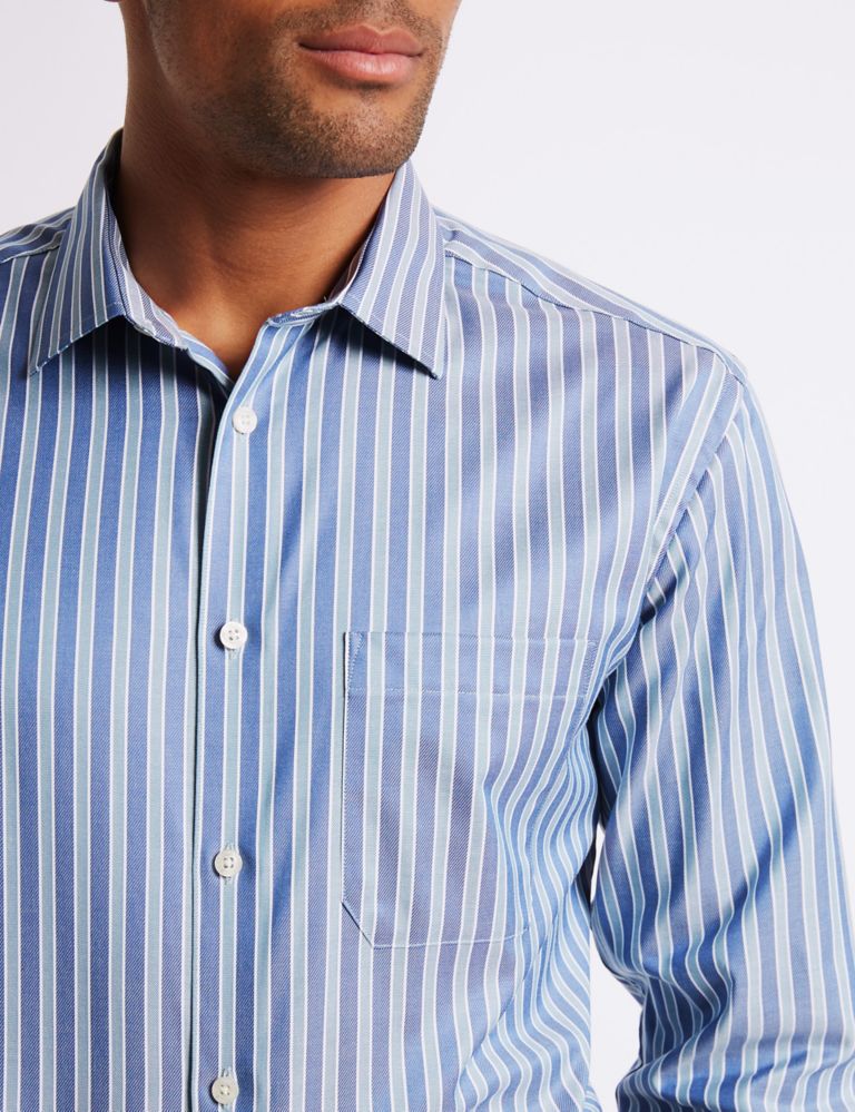 Pure Cotton Striped Shirt with Pocket 5 of 6