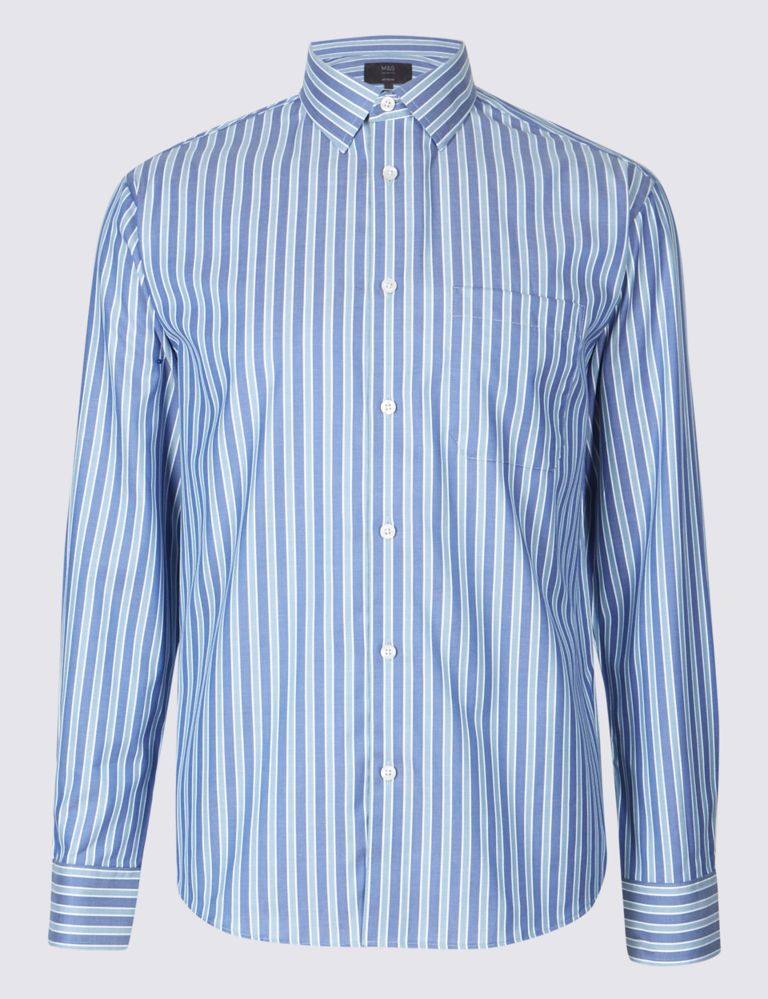 Pure Cotton Striped Shirt with Pocket 2 of 6