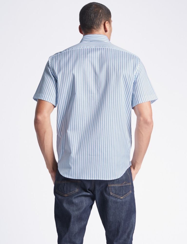 Pure Cotton Striped Shirt with Pocket 4 of 5