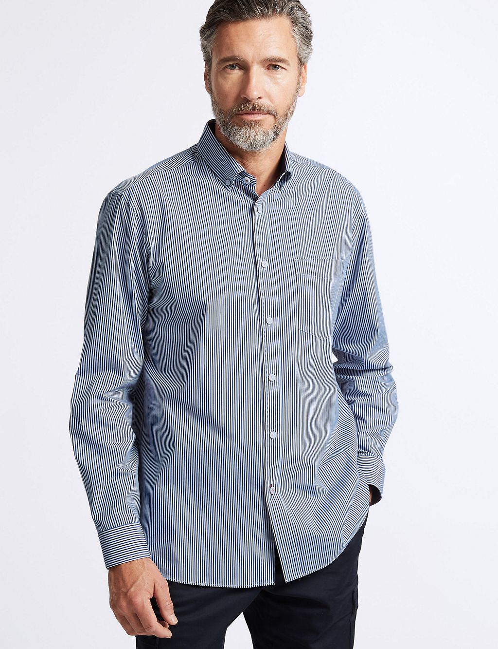 Pure Cotton Striped Shirt with Pocket 3 of 6