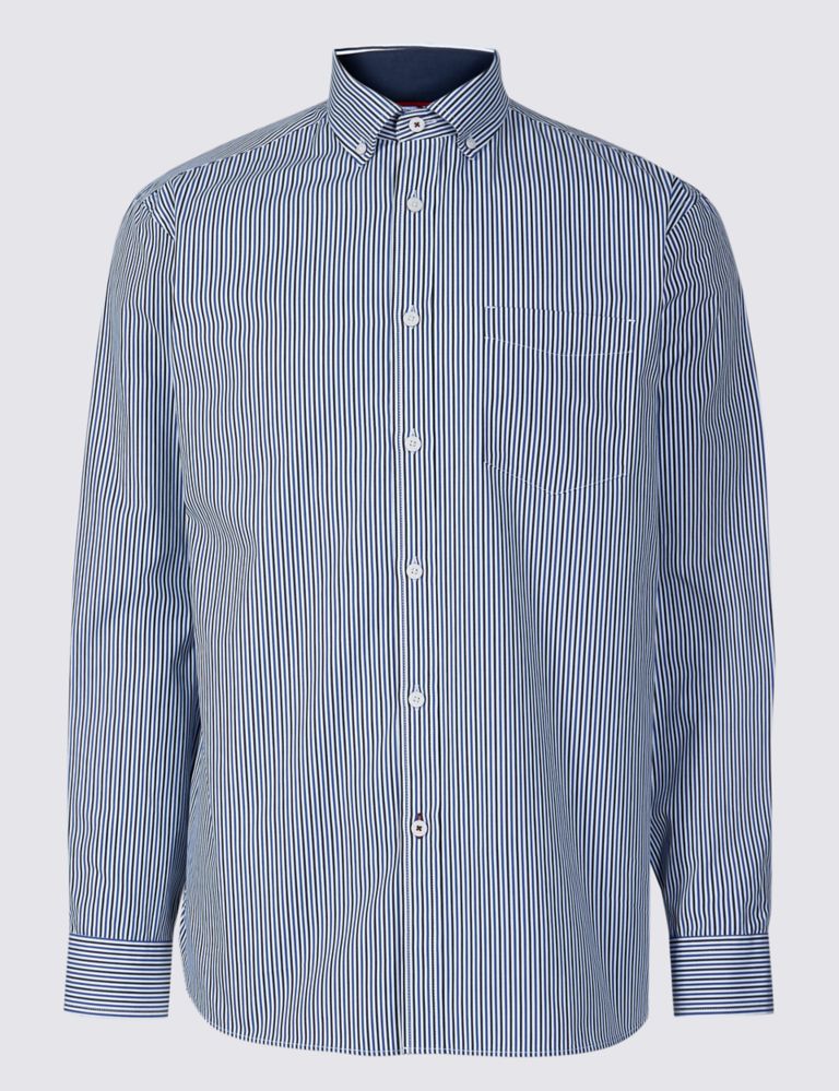 Pure Cotton Striped Shirt with Pocket 2 of 6