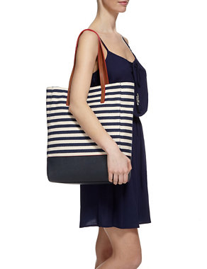 Pure Cotton Striped Shopper Handbag Image 2 of 6