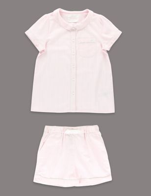 Pure Cotton Striped Short Pyjamas (1-16 Years) Image 2 of 5