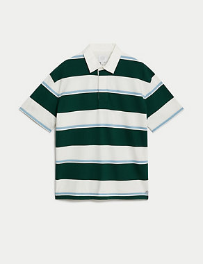 Pure Cotton Striped Short Sleeve Rugby Shirt Image 2 of 6