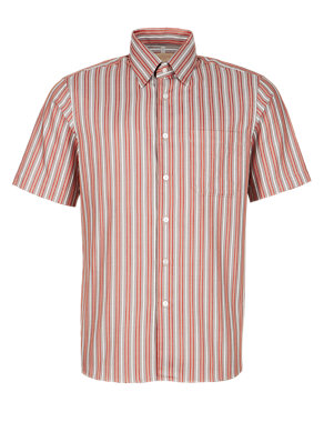 Pure Cotton Striped Short Sleeve Shirt Image 2 of 3