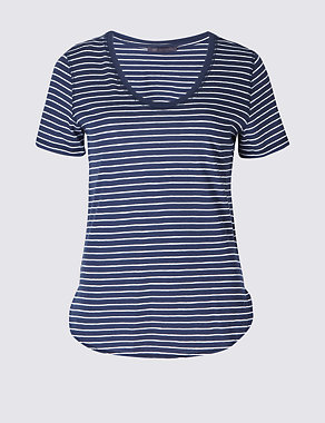 Pure Cotton Striped Short Sleeve T-Shirt Image 2 of 5