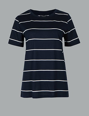 Pure Cotton Striped Short Sleeve T-Shirt Image 2 of 4