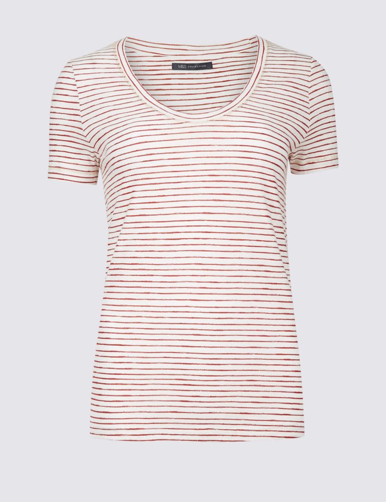 Pure Cotton Striped Short Sleeve T-Shirt 3 of 5