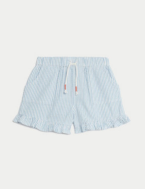 Pure Cotton Striped Shorts (2-8 Yrs) Image 2 of 5
