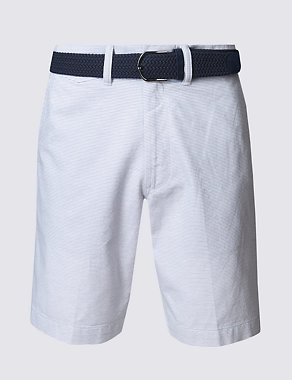 Pure Cotton Striped Shorts with Belt Image 2 of 3