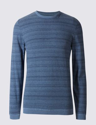 Pure Cotton Striped Slim Fit Jumper Image 2 of 3