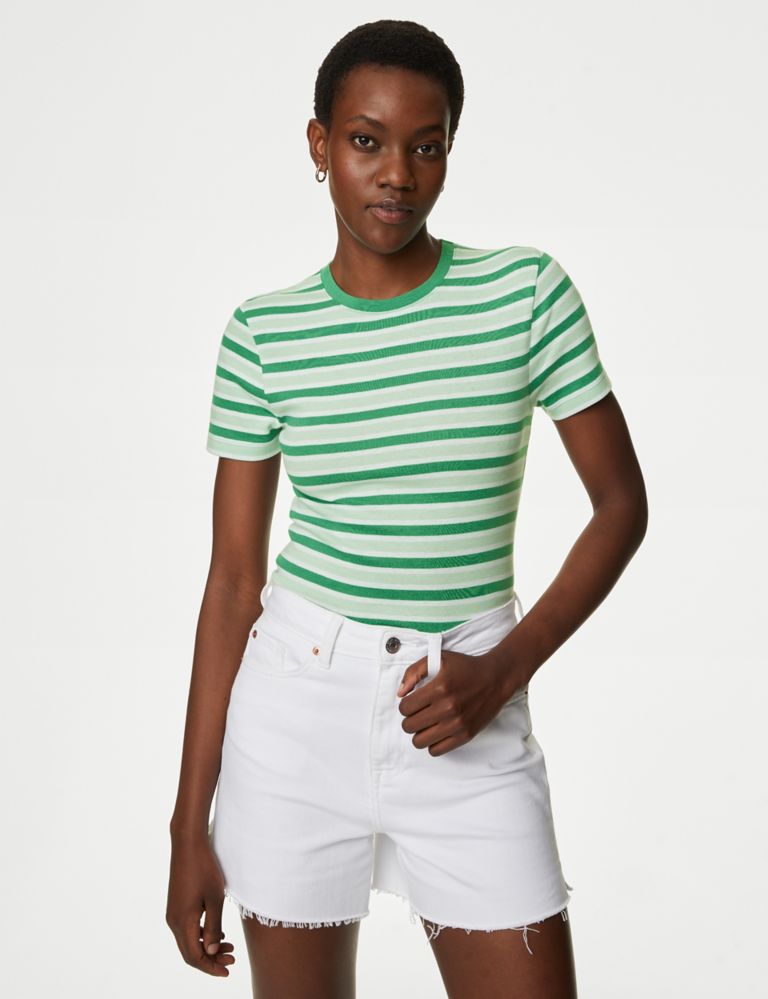 Pure Cotton Striped Slim Fit T-Shirt 1 of 5