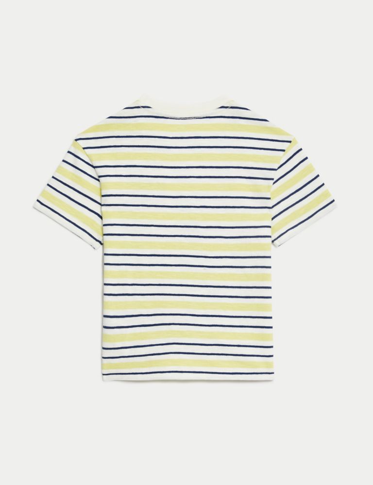 Pure Cotton Striped Slogan T-Shirt (2-8 Yrs) 5 of 5