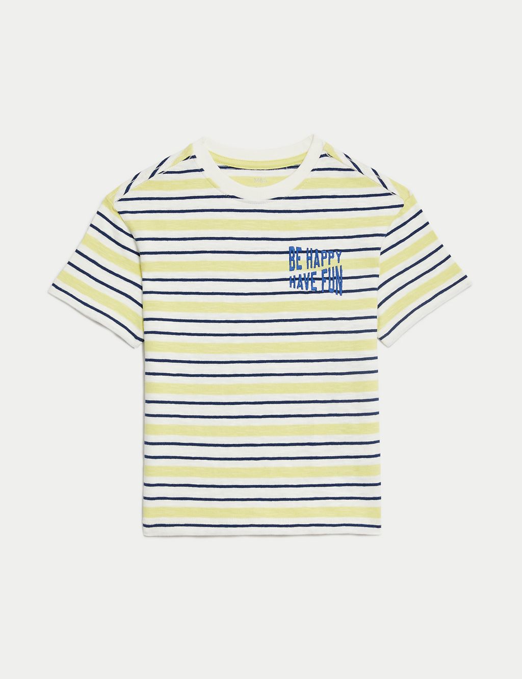 Pure Cotton Striped Slogan T-Shirt (2-8 Yrs) 1 of 5