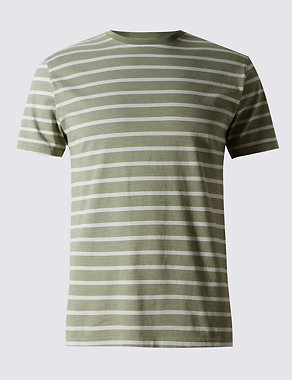Pure Cotton Striped Stay Soft T-Shirt with StayNEW™ Image 2 of 3