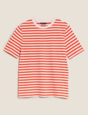 Pure Cotton Striped Straight Fit T-Shirt Image 2 of 5