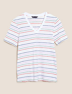 Pure Cotton Striped Straight Fit T-Shirt Image 2 of 5