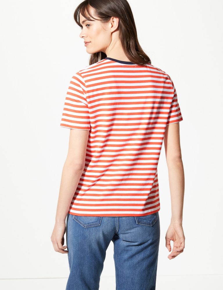 Pure Cotton Striped Straight Fit T-Shirt 4 of 4