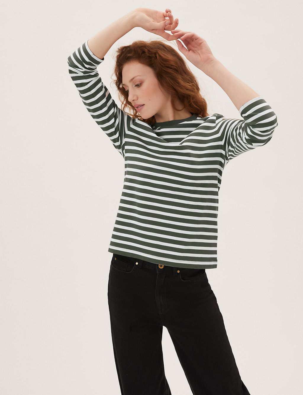 Pure Cotton Striped Straight Fit Top 3 of 5