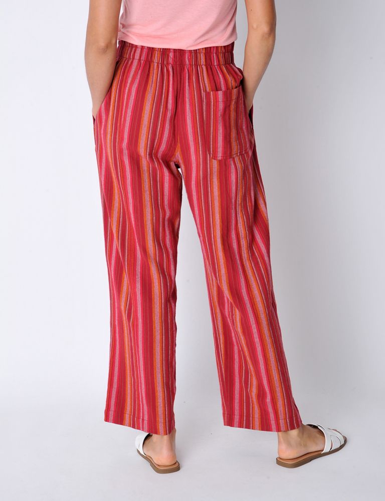 Pure Cotton Striped Straight Leg Trousers 5 of 6