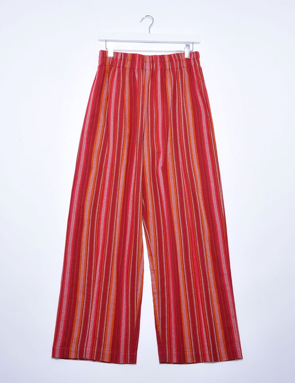 Pure Cotton Striped Straight Leg Trousers 1 of 6