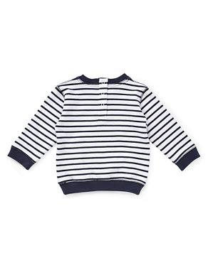 Pure Cotton Striped Sweat Top Image 2 of 3
