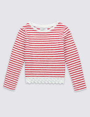 Pure Cotton Striped Sweatshirt (3-14 Years) Image 2 of 3